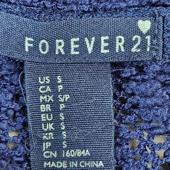 💛Forever 21 Bluish Black Knit Open Front Cardigan Sweater Small - Picture 11 of 11